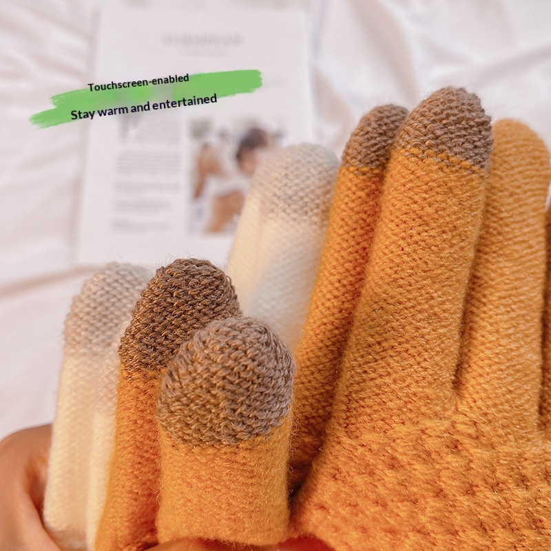 boy Boy Boy Warm Gloves For Women 2023 Autumn Winter New Thickened Fleece Cold-Proof Flip Cover Knitted Men Touchscreen_voghion.com