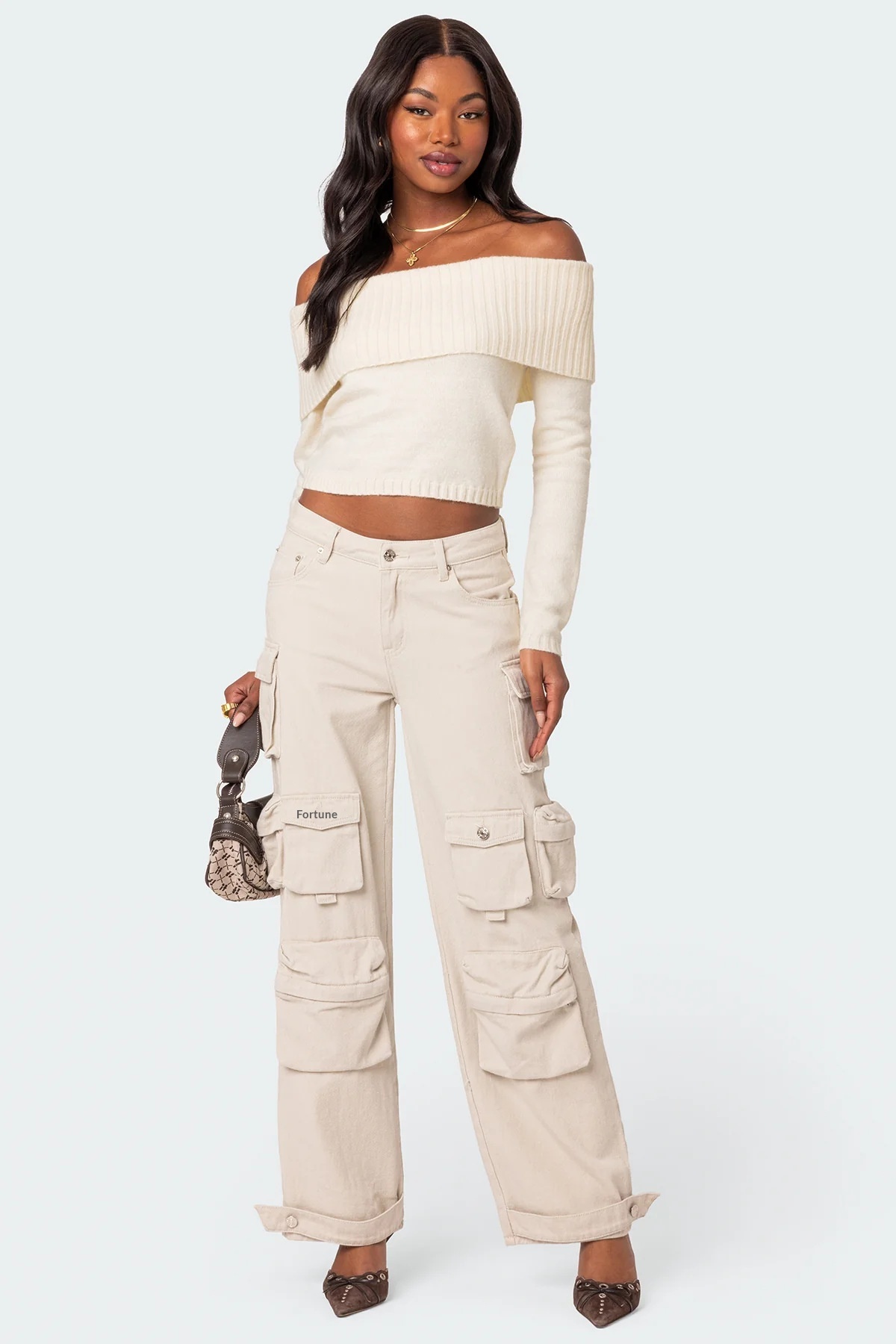 ChicShe ChicShe 2025 European And American Cross-Border Spring New Knitted Top Women's Solid Color Off-Shoulder Long Sleeve Pullover_voghion.com