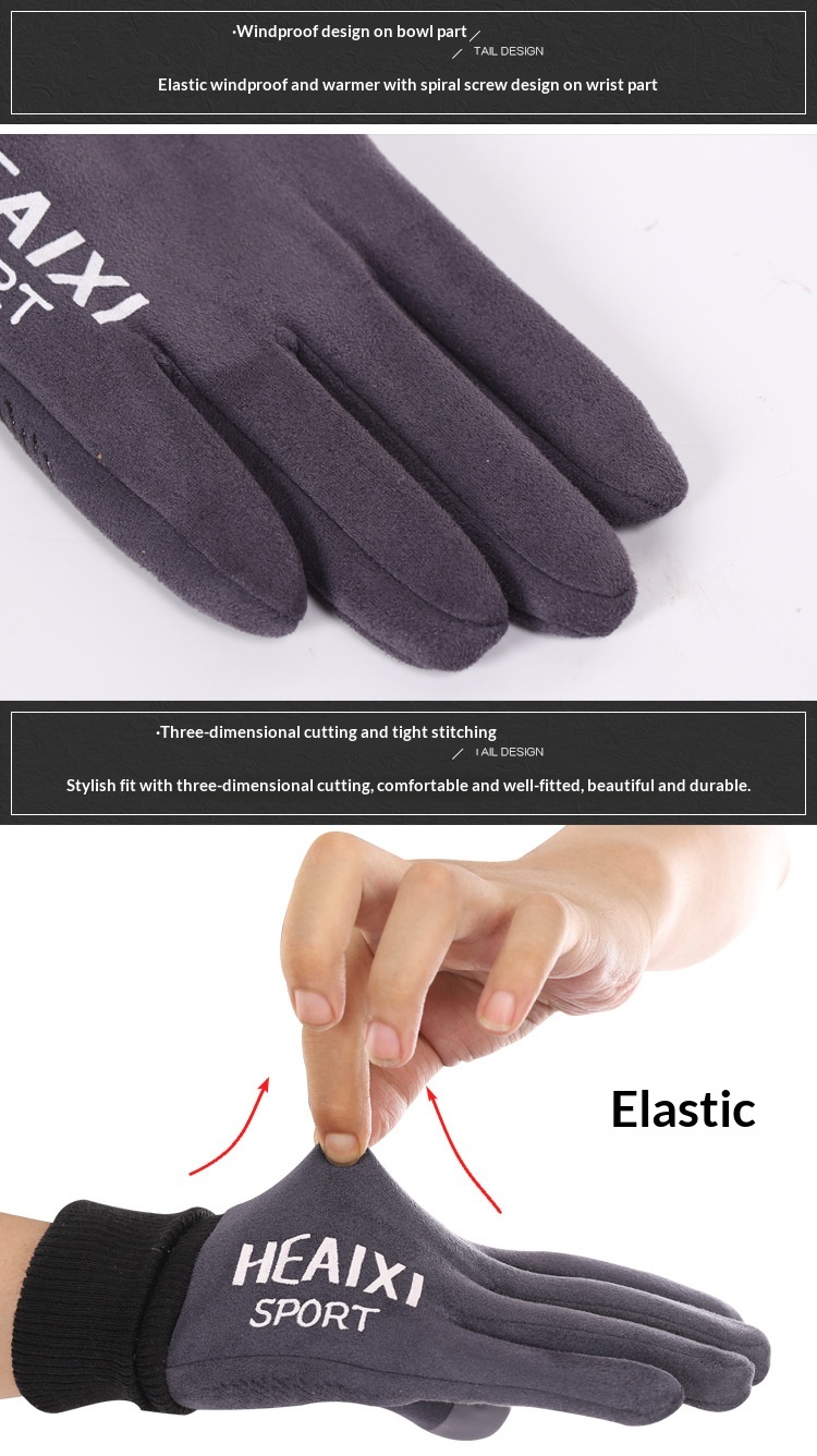 Guanti in pelle scamosciata Boy Boy per uomo e donna, per coppie, autunno inverno, caldi, foderati in pile, spessi, touchscreen, antiscivolo, per sport all'aria aperta_voghion.com