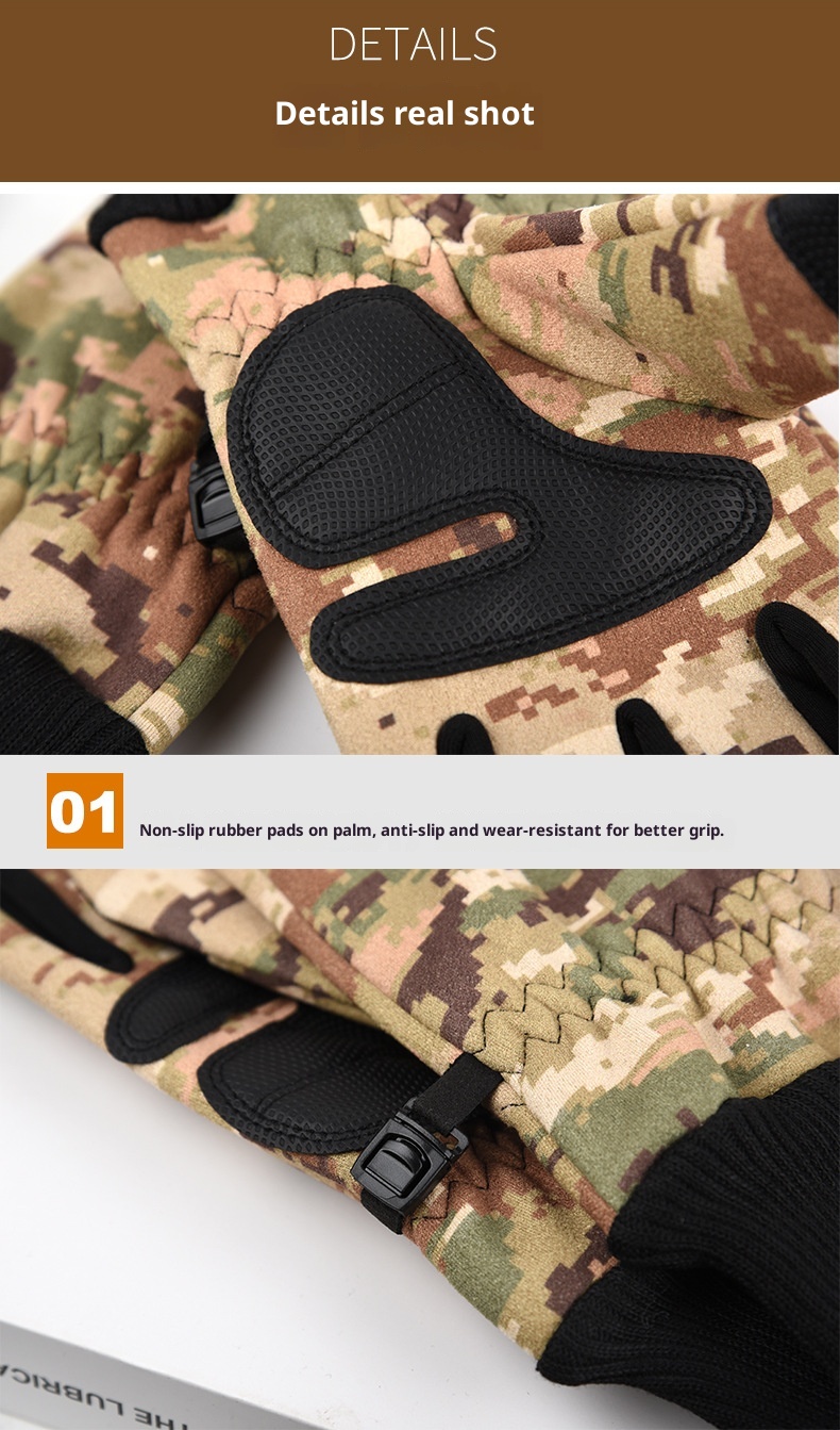 boy Boy Boy Fleece-Lined Warm Gloves Men Tactical Dead Leaf Camouflage Riding Suede Outdoor Climbing Non-Slip Touchscreen_voghion.com