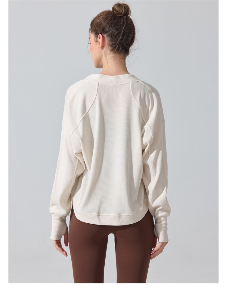 ChicShe Europäisches und amerikanisches Cross-Border Langarm-Cover-Up Hautfreundliches Atmungsaktives Pilates Fitness Yoga Top Herbst Winter_voghion.com