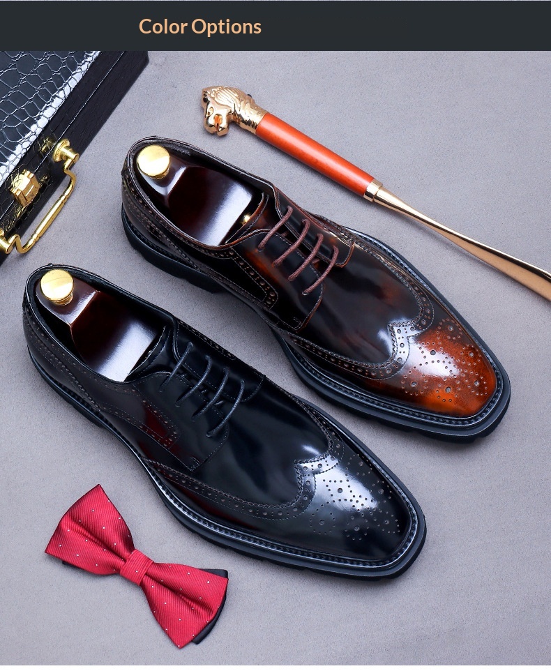 Voyage Voyage Grande Saldi Scarpe da Sposa Formali da Uomo in Pelle di Vacchetta con Suola Spessa, Fatte a Mano, Derby Lucide e Traspiranti_voghion.com