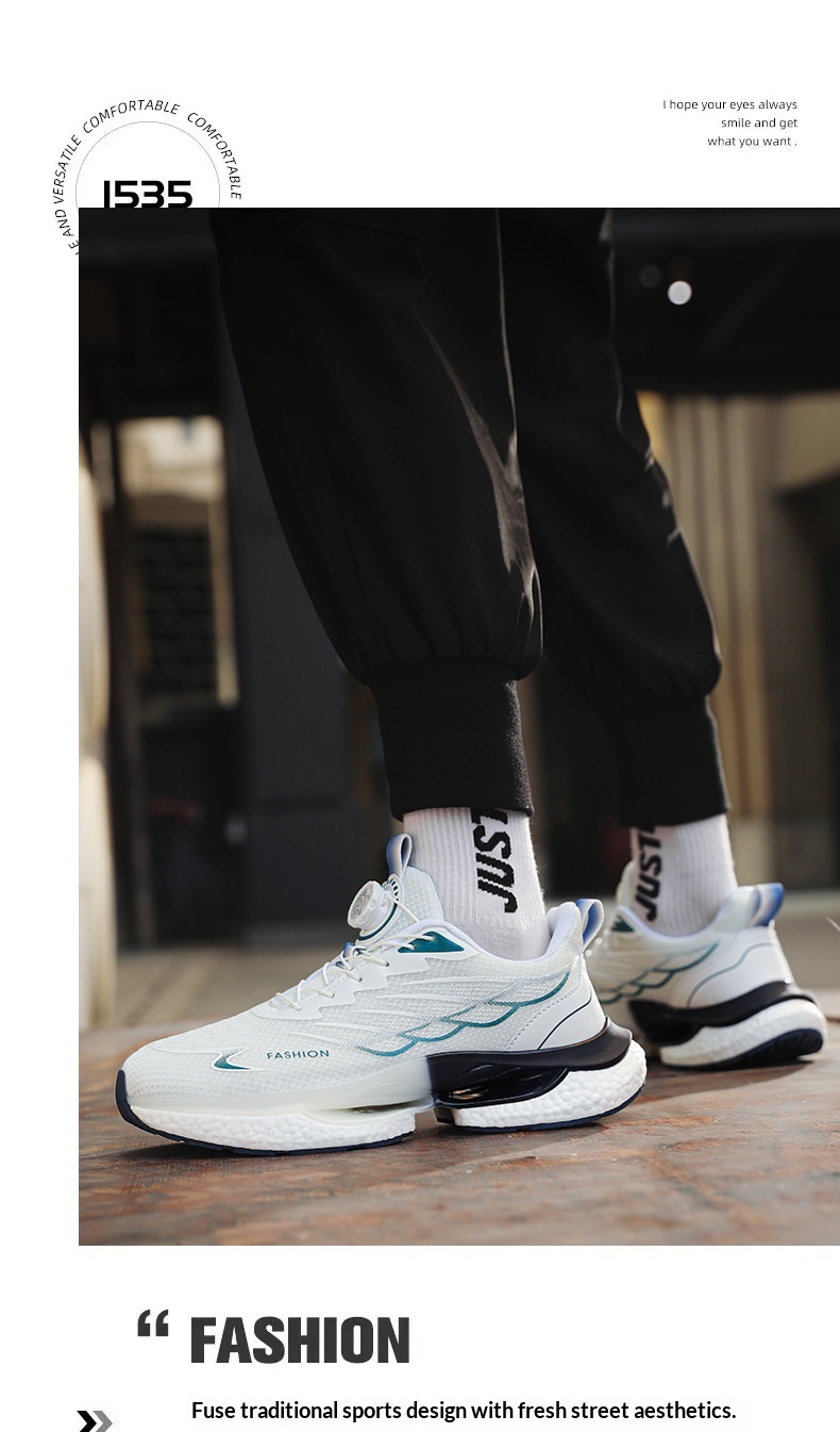 Zees 2024 Nuove scarpe da corsa con bottoni rotanti, estive, traspiranti, suola spessa, ammortizzanti, stile popcorn, da uomo_voghion.com