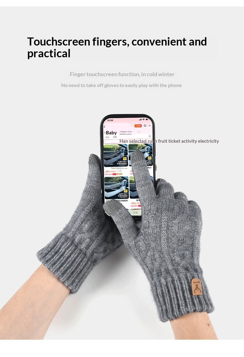 Guanti invernali caldi per touchscreen, foderati in pile, spessi, antiscivolo, per guida e ciclismo, antifreddo, lavorati a maglia, da uomo, protezione dal freddo_voghion.com