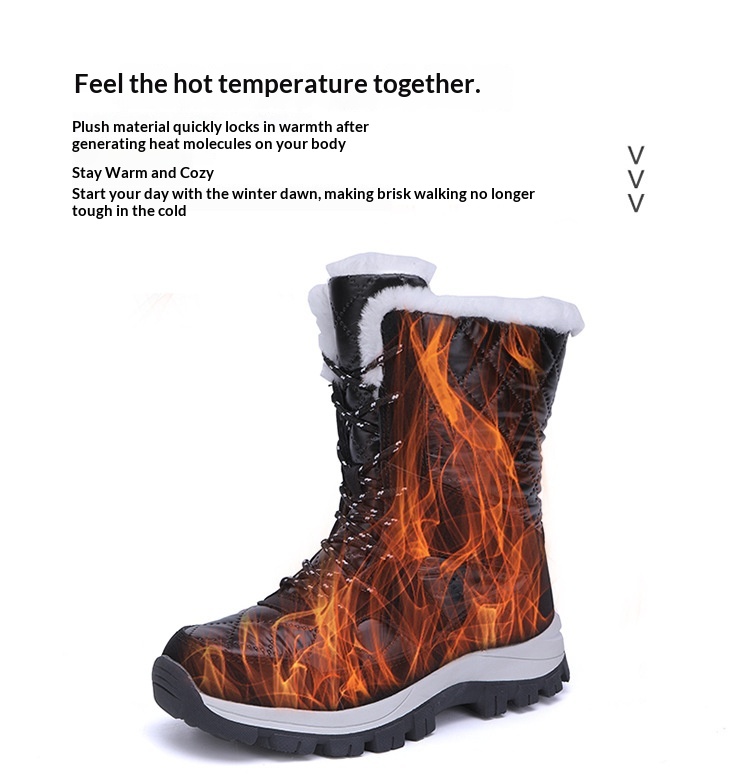 Bottes d'extérieur Zees avec doublure polaire pour femmes, chaussures de randonnée et de sport chaudes pour l'automne et l'hiver, bottes hautes imperméables en coton._voghion.com