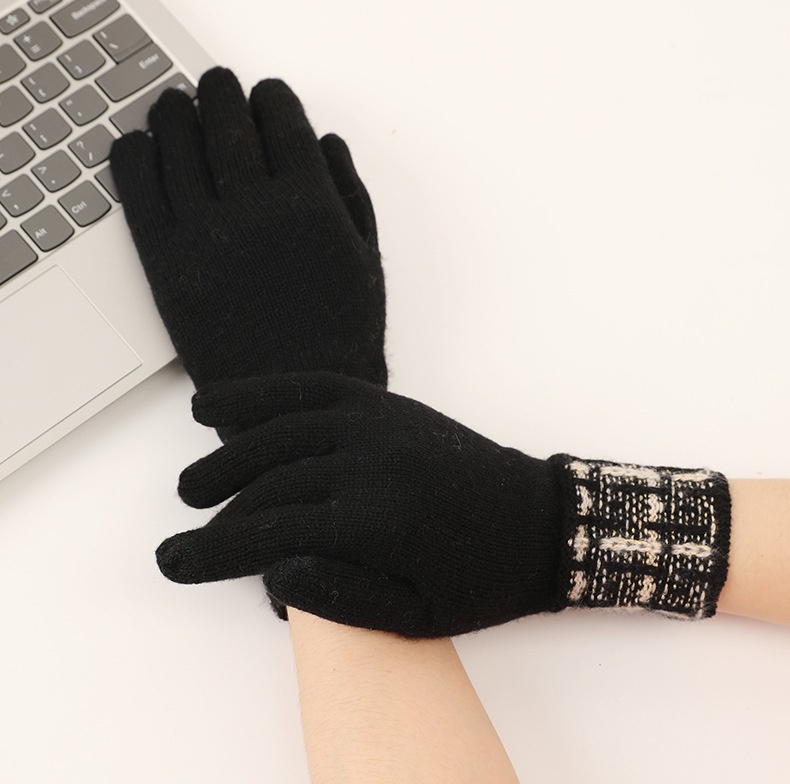 boy Boy Boy Cashmere Autumn Touchscreen Style Unisex Winter Knitted With Gold Thread Thermal Cycling Gloves_voghion.com