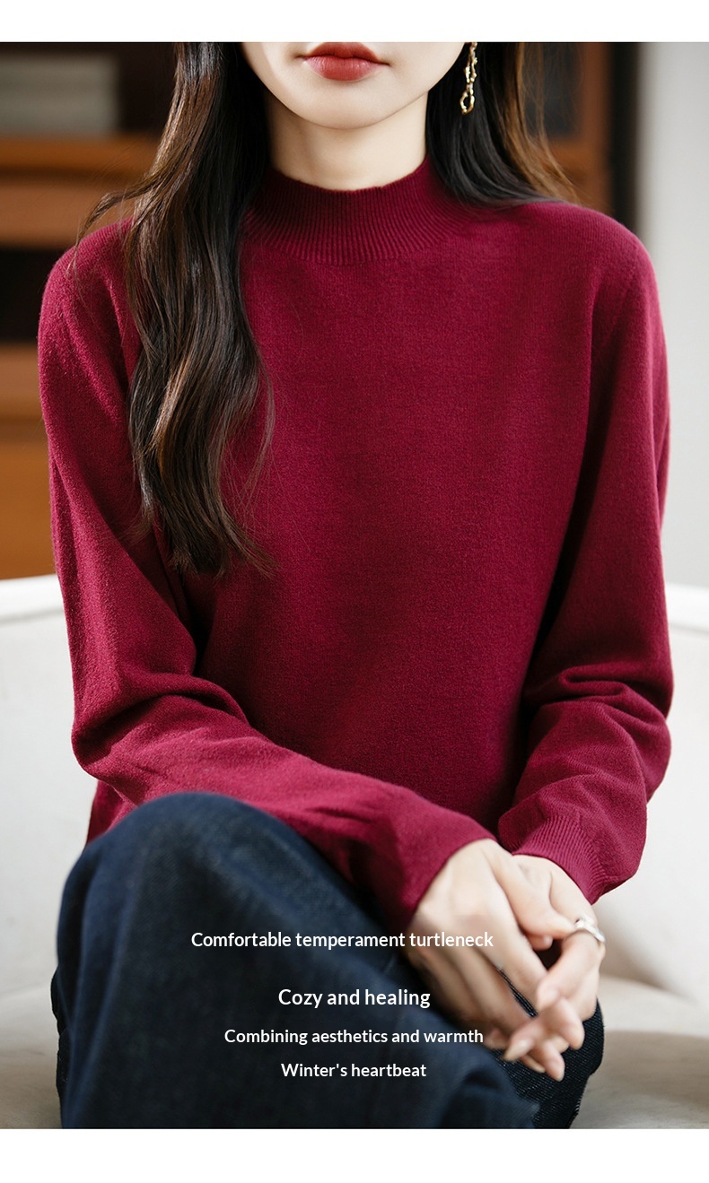 ChicShe ChicShe Half Turtleneck Knitted Sweater Women, Short Style, Autumn And Winter New Pullover, Long Sleeve Top, Andy Velvet Base_voghion.com
