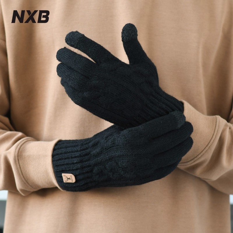 Guanti invernali caldi per touchscreen, foderati in pile, spessi, antiscivolo, per guida e ciclismo, antifreddo, lavorati a maglia, da uomo, protezione dal freddo_voghion.com