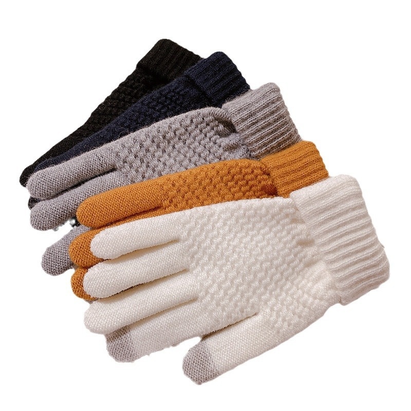 boy Boy Boy Warm Gloves For Women 2023 Autumn Winter New Thickened Fleece Cold-Proof Flip Cover Knitted Men Touchscreen_voghion.com