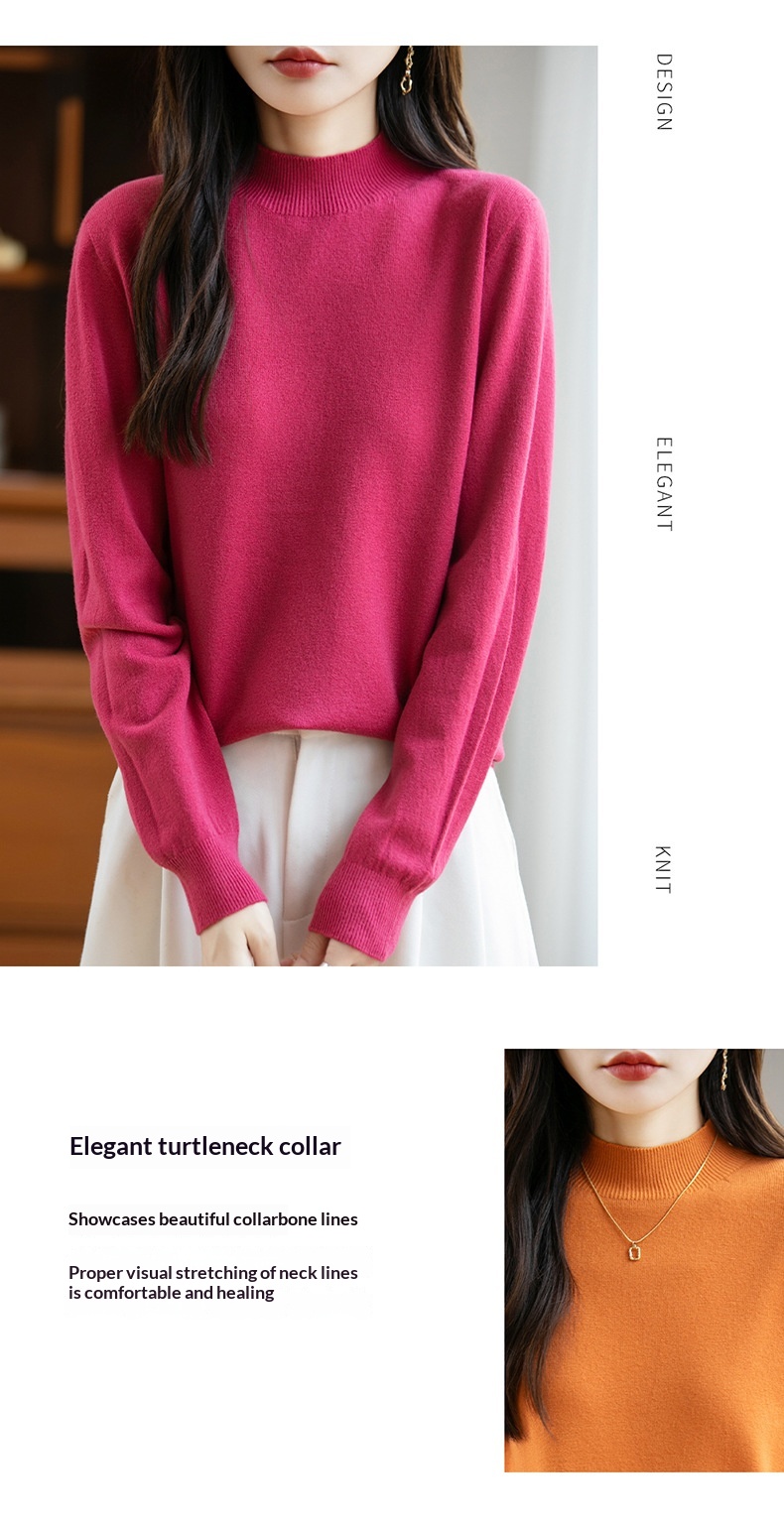 ChicShe ChicShe Half Turtleneck Knitted Sweater Women, Short Style, Autumn And Winter New Pullover, Long Sleeve Top, Andy Velvet Base_voghion.com