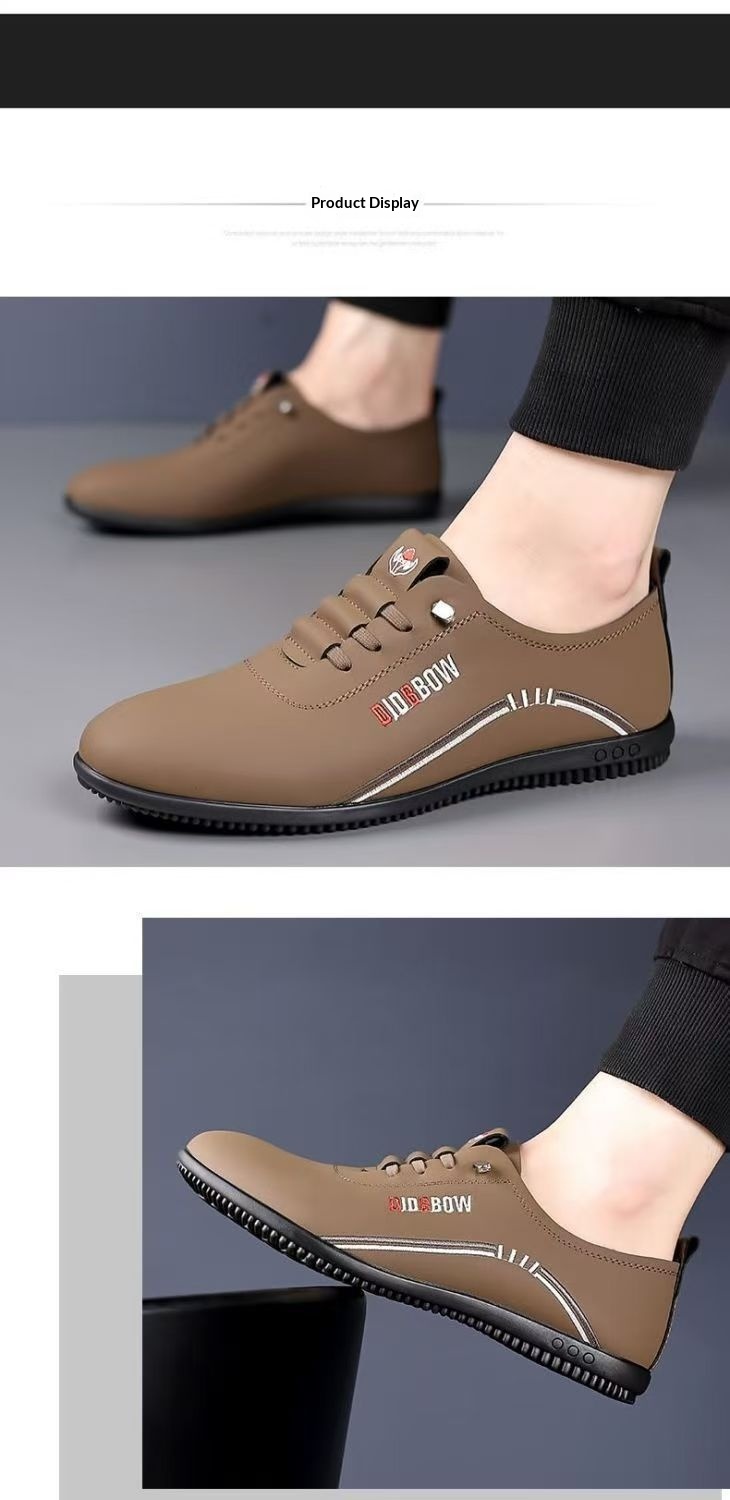 Voyage Voyage Men's Leather British Style Breathable Soft Sole Casual Flat Slip-On Lazy Shoes Trendy Loafers_voghion.com