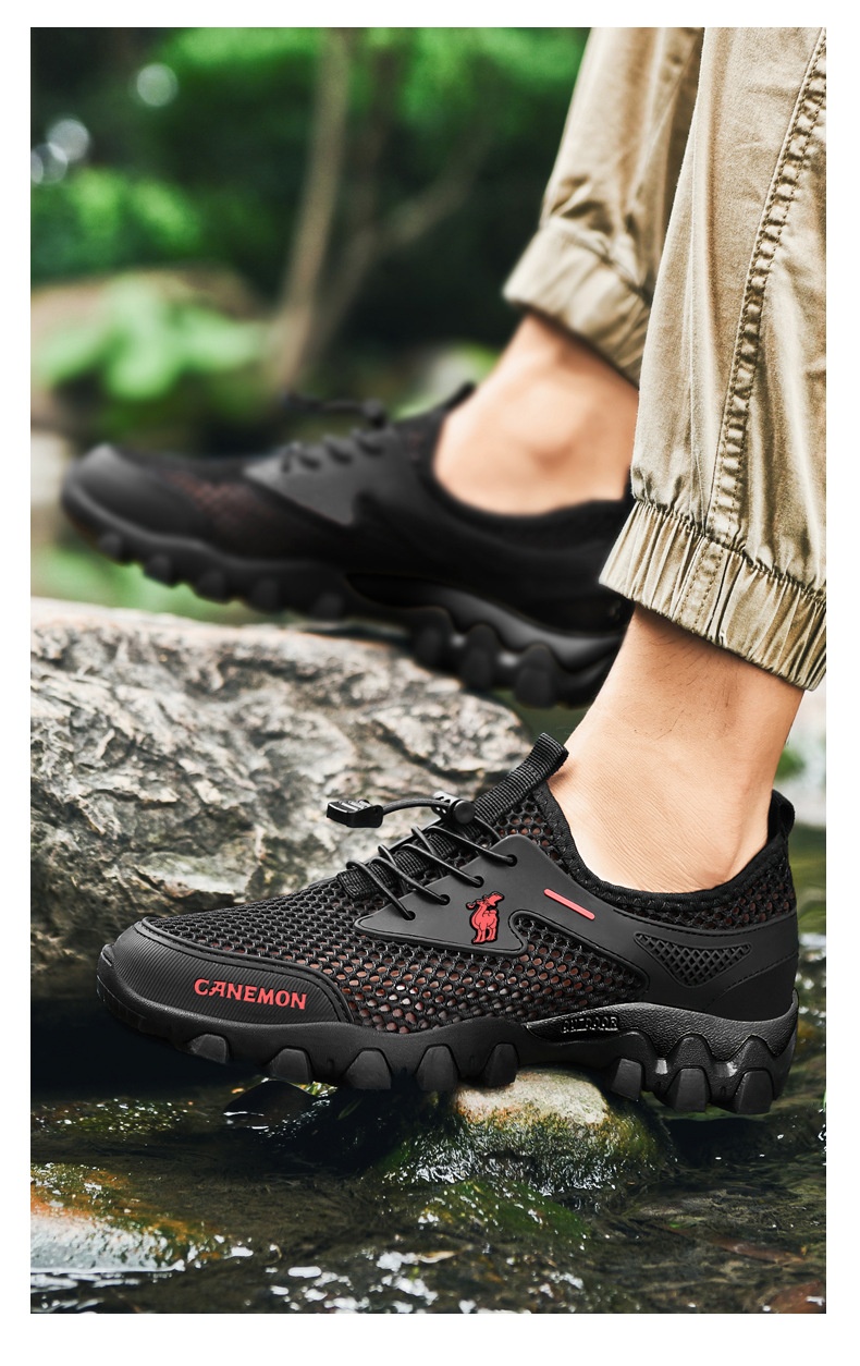 Chaussures de randonnée aquatiques d'été Zees pour hommes, en maille respirante, confortables et légères, idéales pour les voyages et le sport. Tendance et décontractées._voghion.com