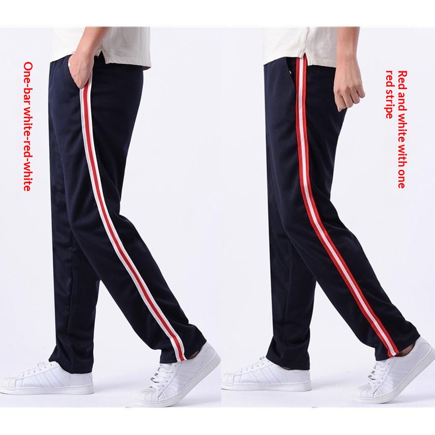 boy Primary Secondary School Uniform Red Sports Long Pants Boys And Girls Blue White One Wide Stripe_voghion.com