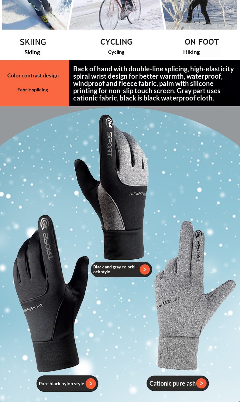 boy Boy Boy Outdoor Cycling Winter Warm Gloves Men Fleece Lined Windproof Adult Waterproof Sports Ski Touchscreen Women Wholesale_voghion.com