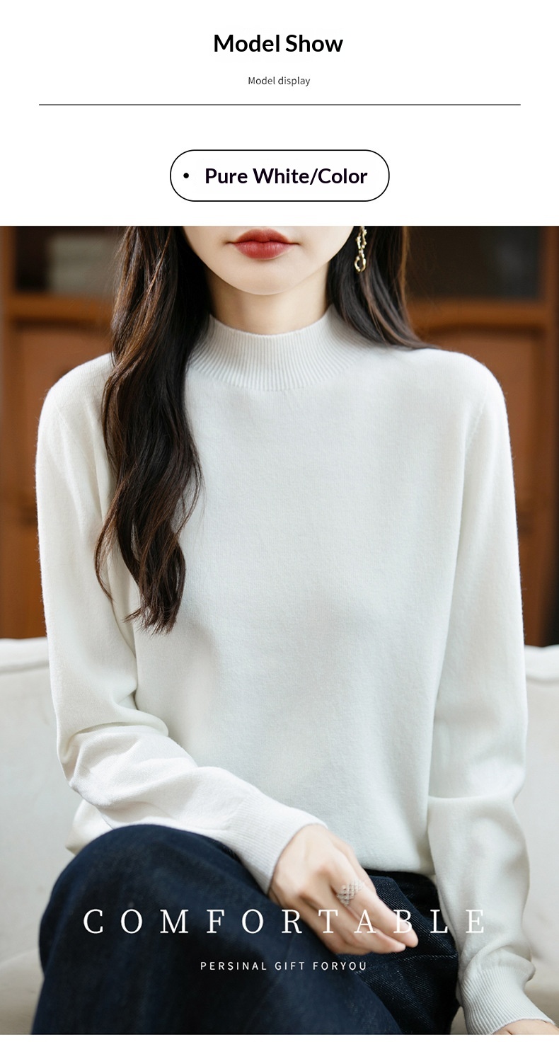 ChicShe ChicShe Half Turtleneck Knitted Sweater Women, Short Style, Autumn And Winter New Pullover, Long Sleeve Top, Andy Velvet Base_voghion.com