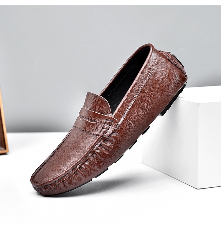 Voyage Voyage 2024 New Fashion British Style Men's Loafers Trendy Lightweight Casual Leather Versatile Slip-On Shoes_voghion.com