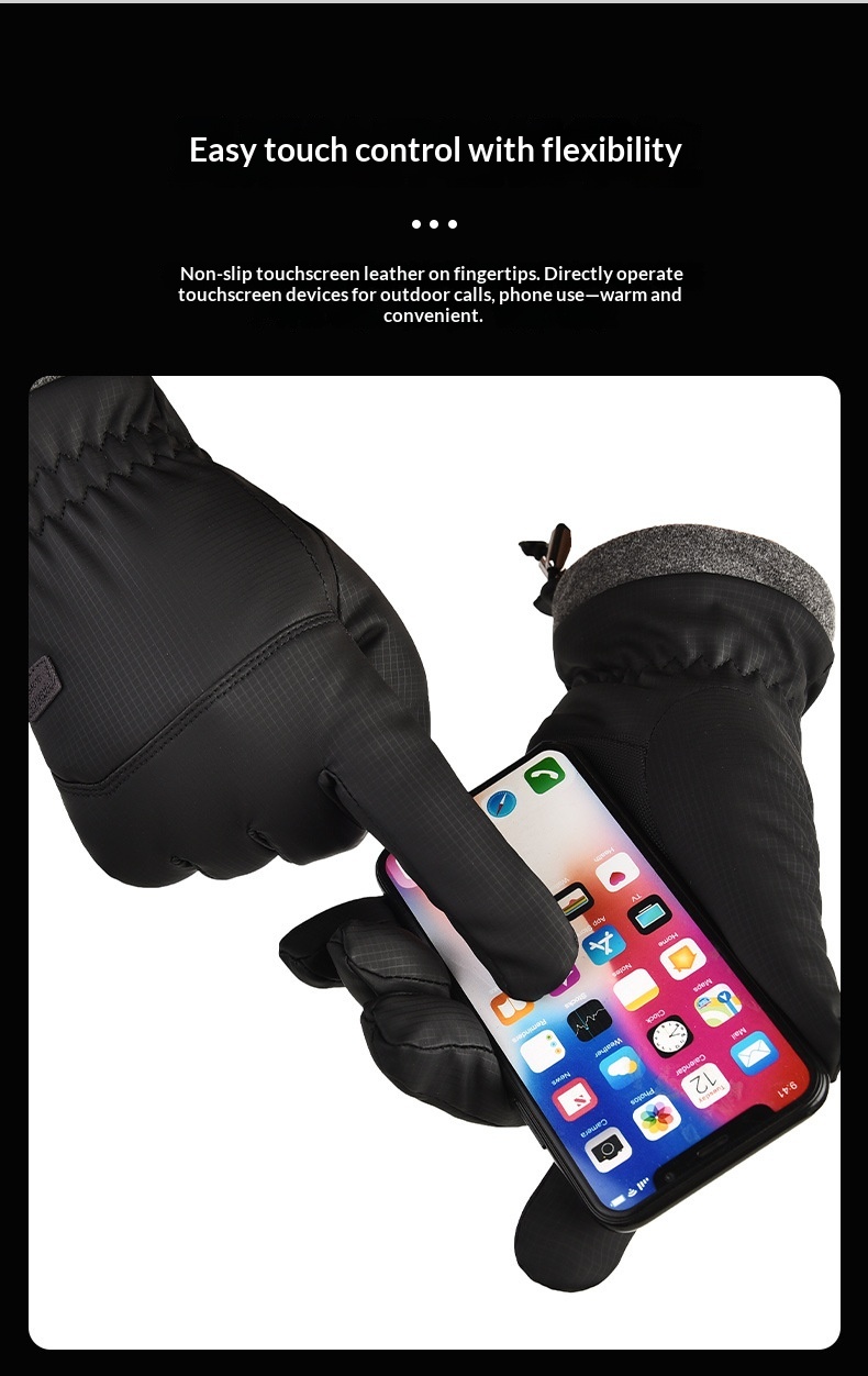 boy Boy Boy Winter Warm Thickened And Fleece-Lined Men's Cycling Running Windproof Water-Resistant Touchscreen Gloves Outdoor Sports_voghion.com