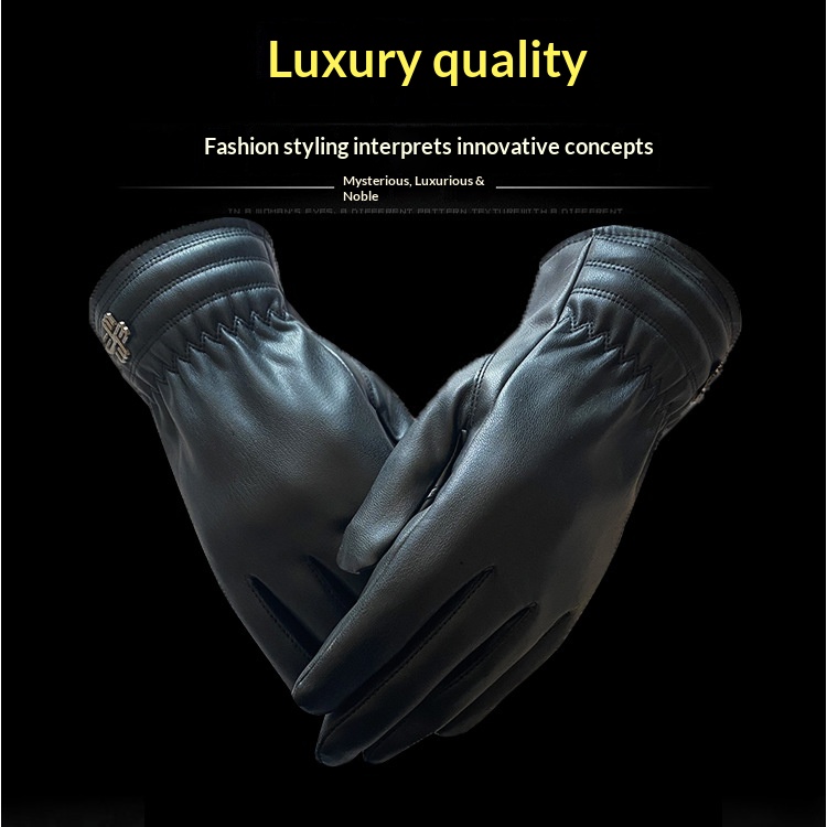 boy Boy Boy Wholesale Men's Gloves Winter Outdoor Riding Motorcycle Women's Washable Leather Touchscreen Warm Windproof Fleece In_voghion.com