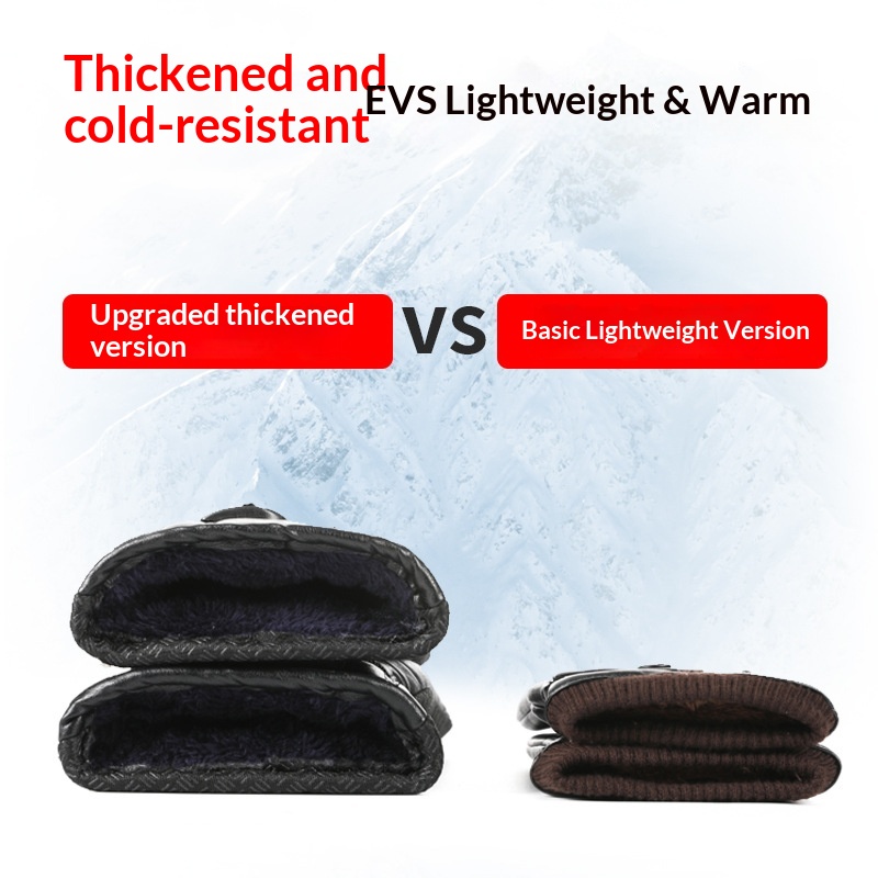 Bottes d'hiver en cuir chaud pour homme, doublées de coton polaire, épaisses et chaudes, protection contre le froid, coupe-vent et antidérapantes pour le cyclisme._voghion.com