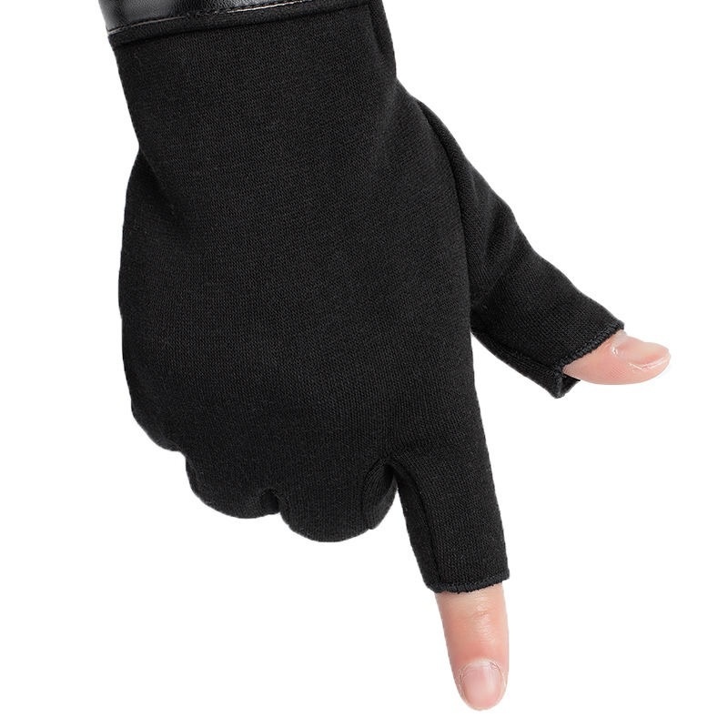 boy Boy Boy Two-Finger Gloves For Men, Autumn And Winter, Warm, Fleece-Lined, Thickened Cotton, Driving, Half-Finger, Fingerless,_voghion.com