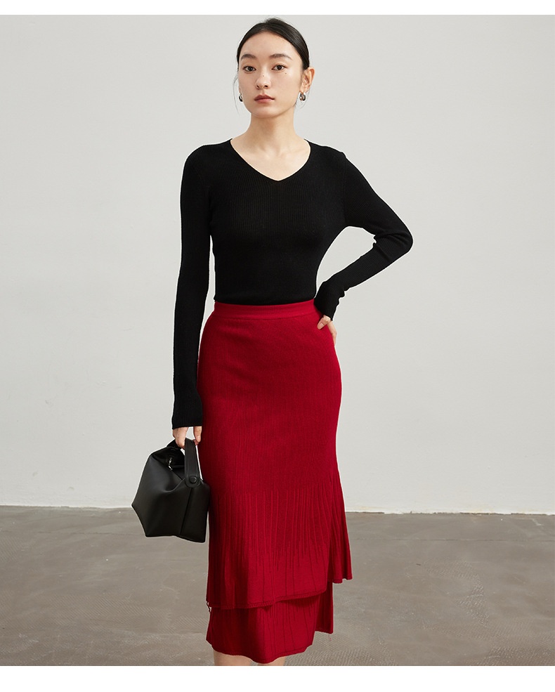 ChicShe ChicShe Xin Ao Pull tricoté sans couture en laine fine 100 % pour femme, taille 25, début d'automne, col roulé._voghion.com