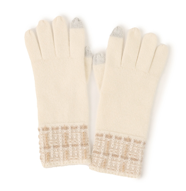 boy Boy Boy Cashmere Autumn Touchscreen Style Unisex Winter Knitted With Gold Thread Thermal Cycling Gloves_voghion.com