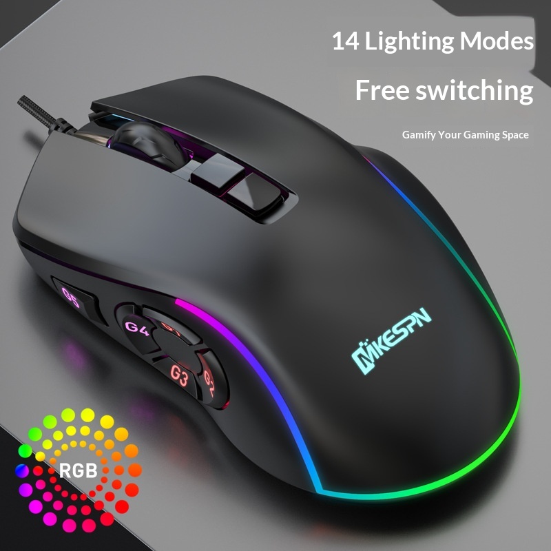 Souris gaming filaire RGB personnalisable Digitex X9 avec pavé tactile 10 touches et réglage sur 6 niveaux_voghion.com
