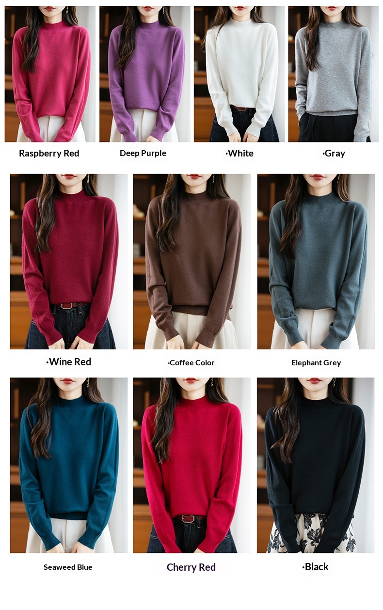 ChicShe ChicShe Half Turtleneck Knitted Sweater Women, Short Style, Autumn And Winter New Pullover, Long Sleeve Top, Andy Velvet Base_voghion.com