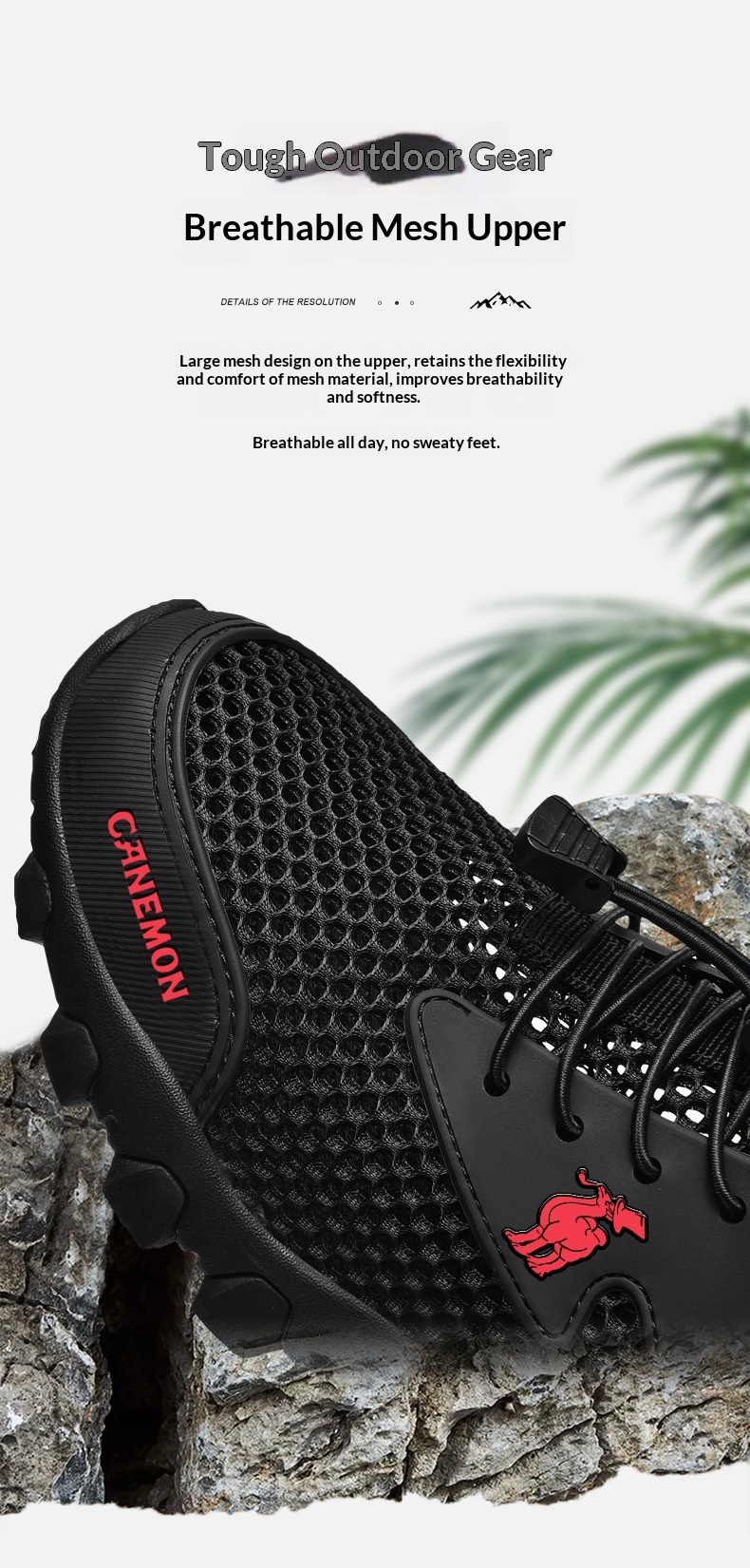 Chaussures de randonnée aquatiques d'été Zees pour hommes, en maille respirante, confortables et légères, idéales pour les voyages et le sport. Tendance et décontractées._voghion.com