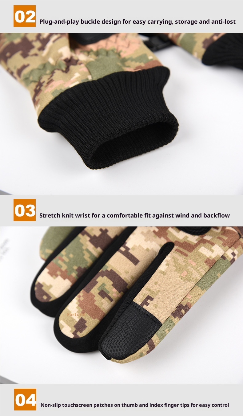 boy Boy Boy Fleece-Lined Warm Gloves Men Tactical Dead Leaf Camouflage Riding Suede Outdoor Climbing Non-Slip Touchscreen_voghion.com