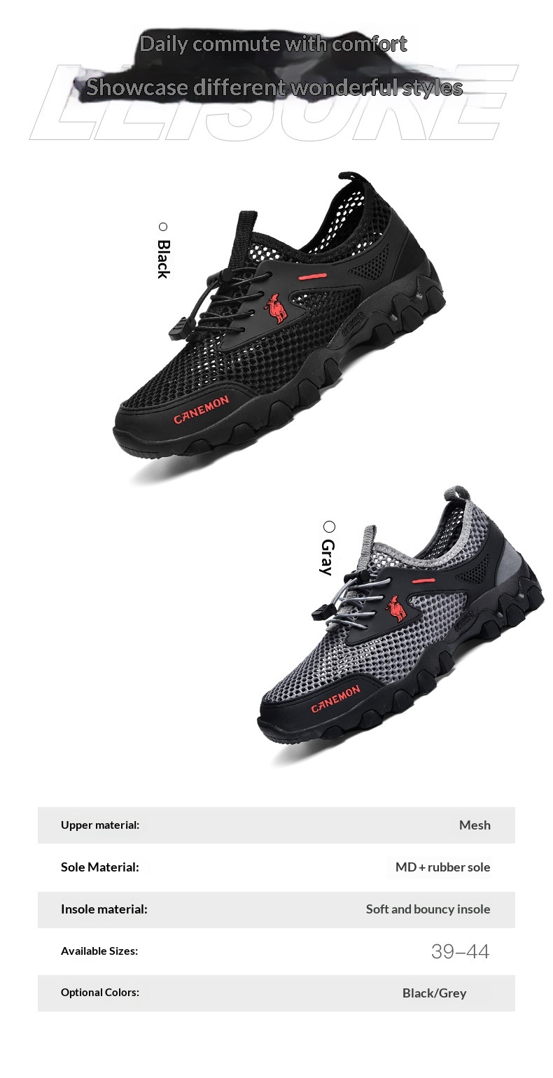 Chaussures de randonnée aquatiques d'été Zees pour hommes, en maille respirante, confortables et légères, idéales pour les voyages et le sport. Tendance et décontractées._voghion.com