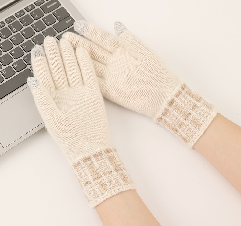 boy Boy Boy Cashmere Autumn Touchscreen Style Unisex Winter Knitted With Gold Thread Thermal Cycling Gloves_voghion.com