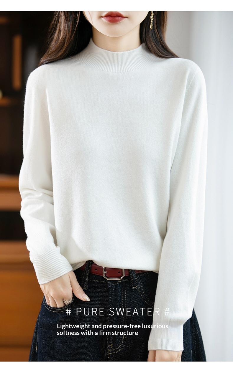 ChicShe ChicShe Half Turtleneck Knitted Sweater Women, Short Style, Autumn And Winter New Pullover, Long Sleeve Top, Andy Velvet Base_voghion.com