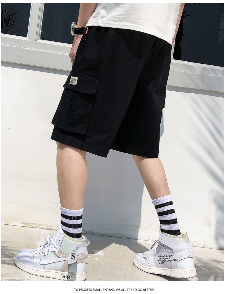 boy Men Loose Large Size Cargo Sports Multi-Pocket Summer Straight Five-Point Shorts Trendy Brand Mid-Length Pants Export_voghion.com