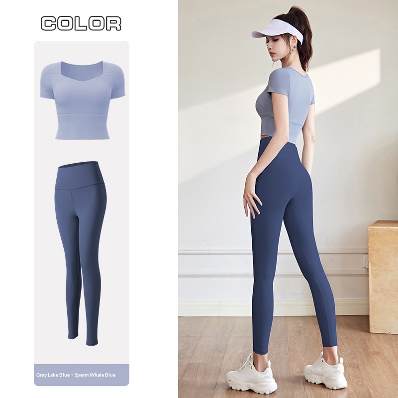 Ensemble de sport amincissant ChicShe Juyitang pour l'été, avec coussinets de poitrine, coupe ajustée, idéal pour le fitness, l'entraînement et le yoga._voghion.com