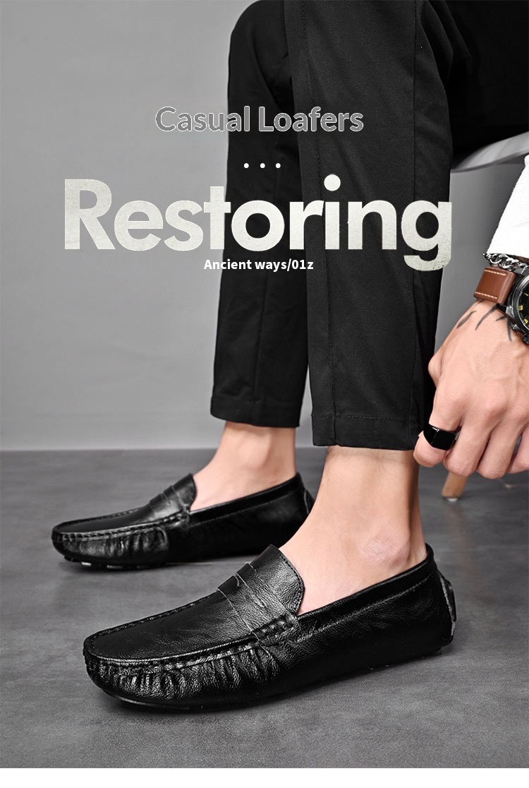 Voyage Voyage 2024 New Fashion British Style Men's Loafers Trendy Lightweight Casual Leather Versatile Slip-On Shoes_voghion.com