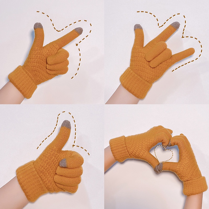 boy Boy Boy Warm Gloves For Women 2023 Autumn Winter New Thickened Fleece Cold-Proof Flip Cover Knitted Men Touchscreen_voghion.com