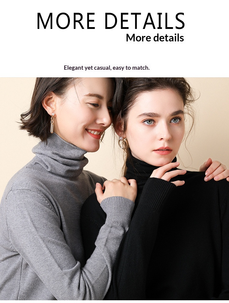 ChicShe ChicShe 2025 Autumn Winter New Women's Sweater Korean Style Pile Collar Slim Fit Inner Layer Base Shirt Knitted Wool_voghion.com