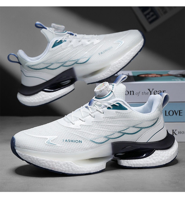 Zees 2024 Nuove scarpe da corsa con bottoni rotanti, estive, traspiranti, suola spessa, ammortizzanti, stile popcorn, da uomo_voghion.com