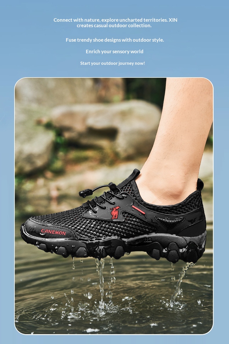Chaussures de randonnée aquatiques d'été Zees pour hommes, en maille respirante, confortables et légères, idéales pour les voyages et le sport. Tendance et décontractées._voghion.com