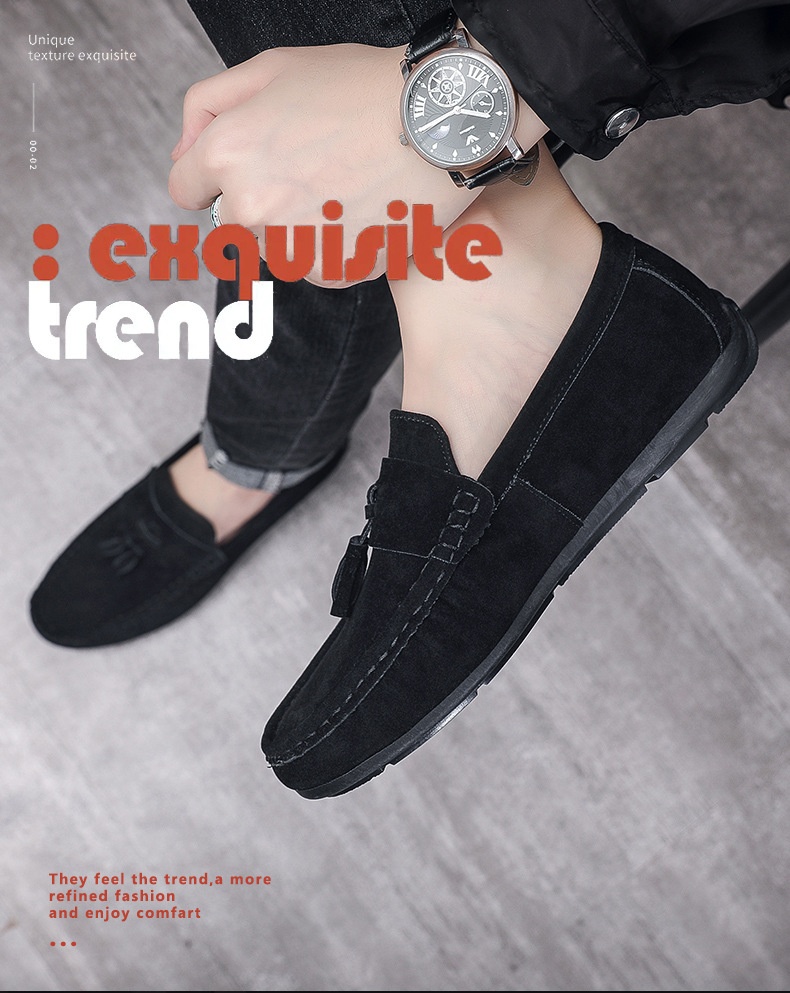 Voyage Voyage Men's Loafers Spring 2024 New Trendy Slip-On Casual Leather With Tassels Soft Sole Driving Shoes_voghion.com