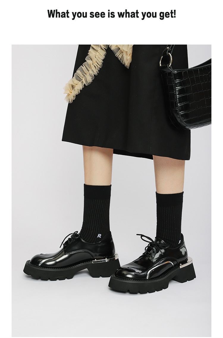 Voyage Voyage 2023 Early Sprig New Round Toe Distressed Metal Derby Shoes Thick Sole Height Icreasig British Style Loafers For_voghion.com