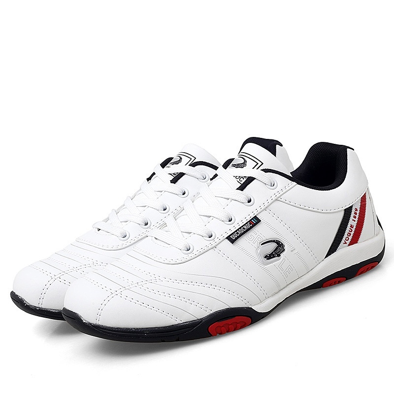 Zees Summer Casual Sports Men's Fashion Lightweight Breathable Golf White Shoes Large Size Rubber Sole Soft Leather Surface_voghion.com