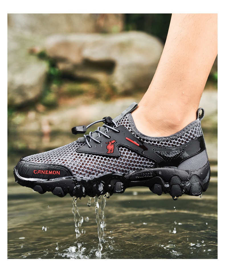 Chaussures de randonnée aquatiques d'été Zees pour hommes, en maille respirante, confortables et légères, idéales pour les voyages et le sport. Tendance et décontractées._voghion.com