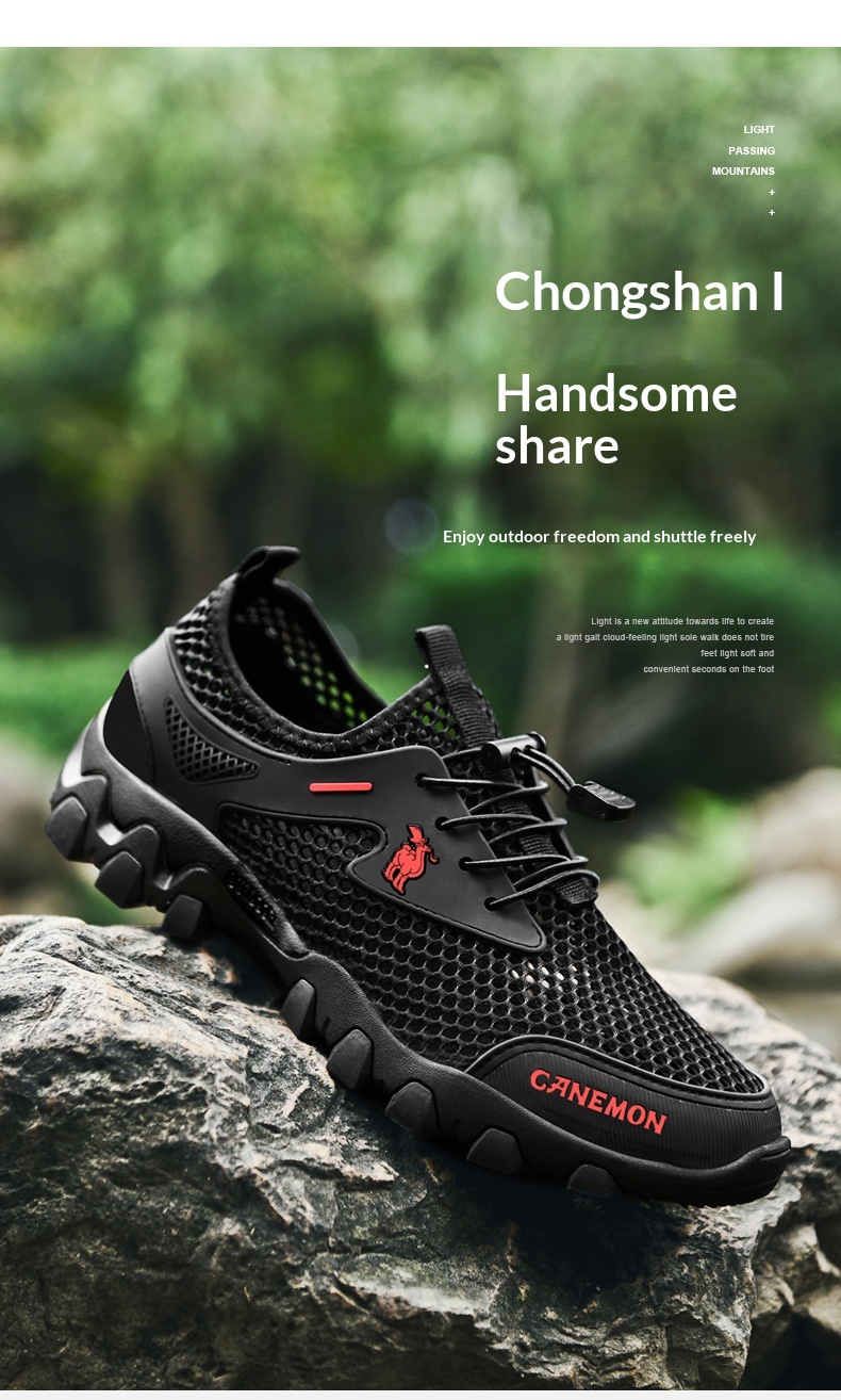 Chaussures de randonnée aquatiques d'été Zees pour hommes, en maille respirante, confortables et légères, idéales pour les voyages et le sport. Tendance et décontractées._voghion.com