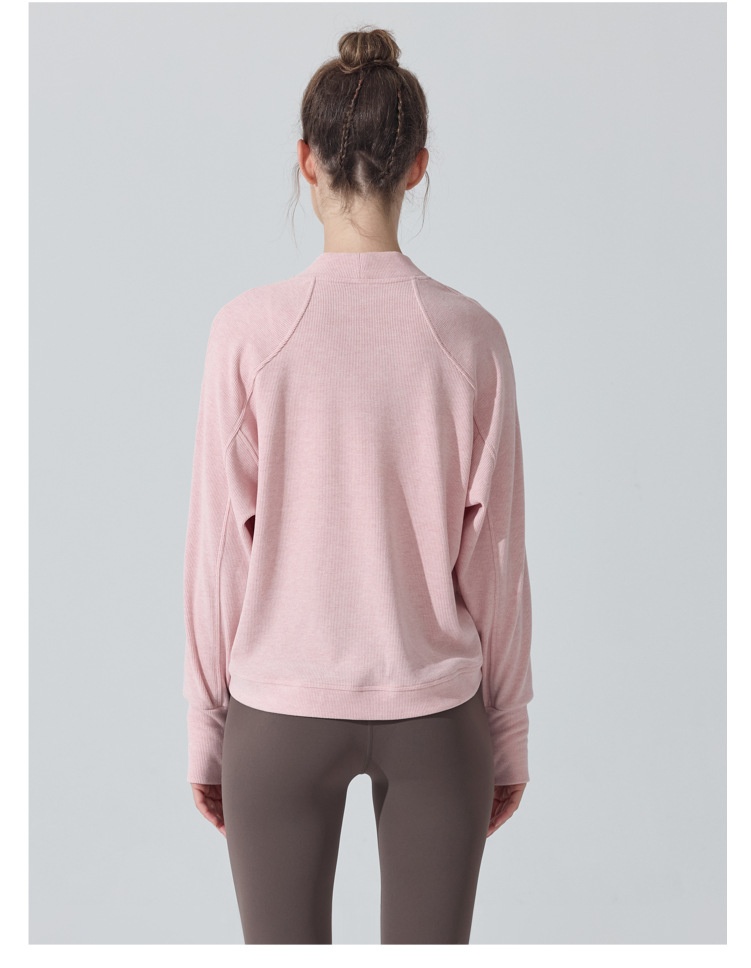 ChicShe Europäisches und amerikanisches Cross-Border Langarm-Cover-Up Hautfreundliches Atmungsaktives Pilates Fitness Yoga Top Herbst Winter_voghion.com