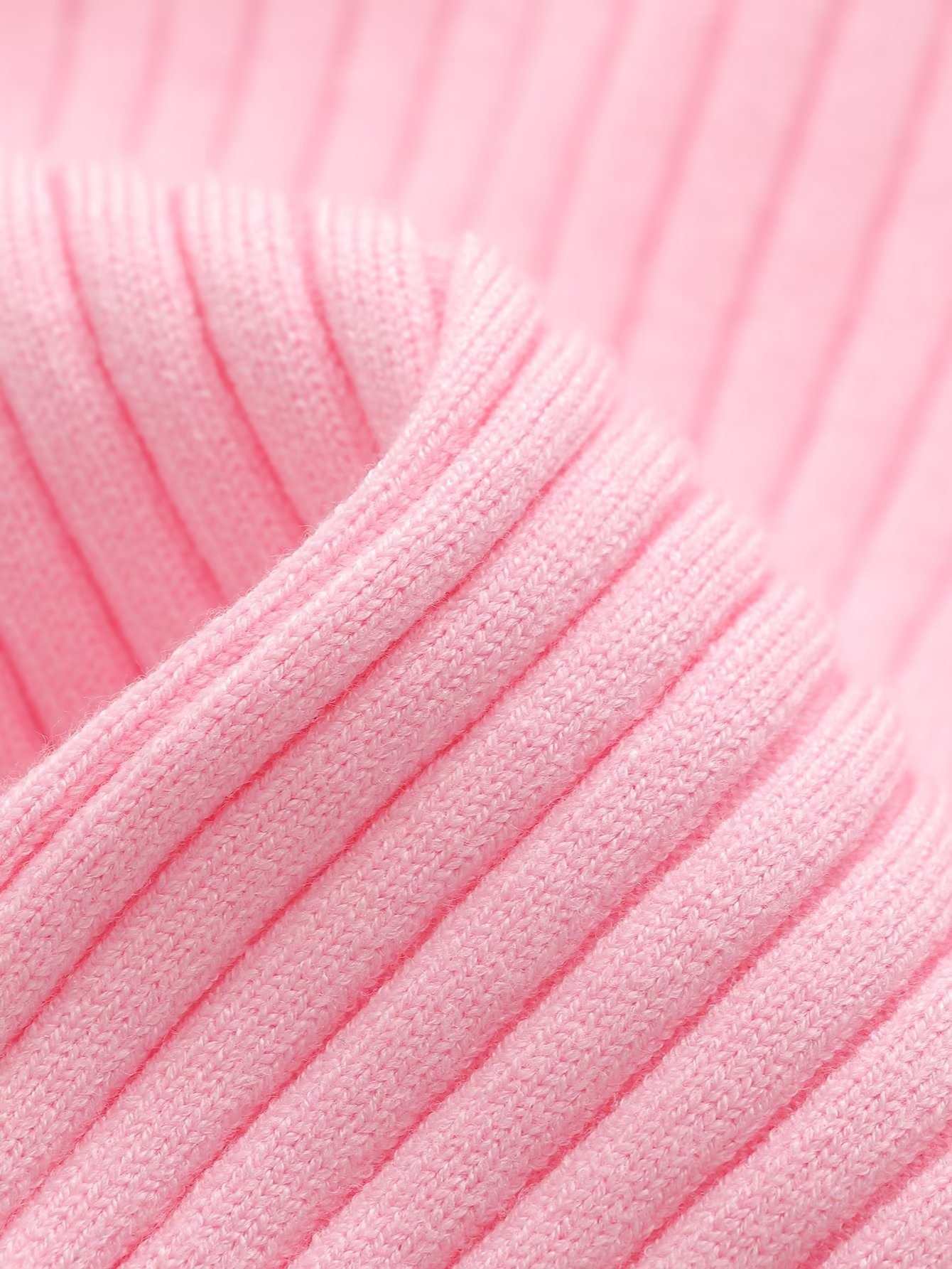 Pull en maille rose à col rond et coupe ajustée, manches courtes et longues, style européen et américain, poignets duveteux et fermeture éclair._voghion.com