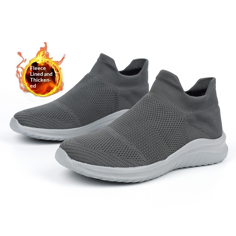 Calzini sportivi casual da uomo Zees Cross-Border Foreign Trade, foderati in pile, taglia 35-45, alla moda, grandi, per coppie, scarpe in maglia Lazy Fly_voghion.com