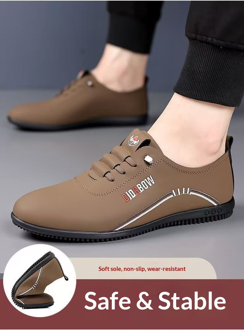 Voyage Voyage Men's Leather British Style Breathable Soft Sole Casual Flat Slip-On Lazy Shoes Trendy Loafers_voghion.com