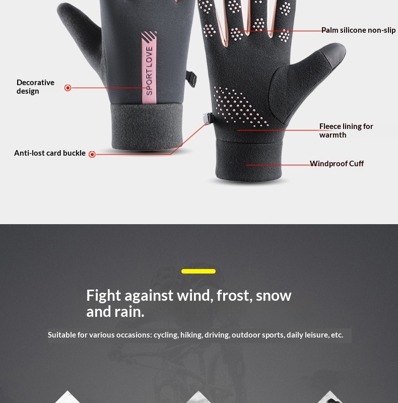 boy Boy Boy Warm Women's New Fleece-Lined Winter Water-Resistant Windproof Non-Slip Touchscreen Outdoor Sports Cycling Gloves_voghion.com